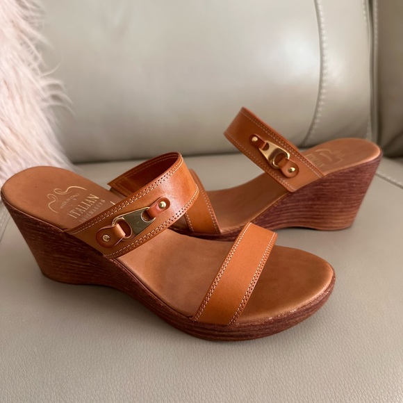 Italian made Leather top slides sandals -never worn - Picture 4 of 4